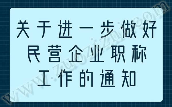 关于进一步做好民营企业职称工作的通知